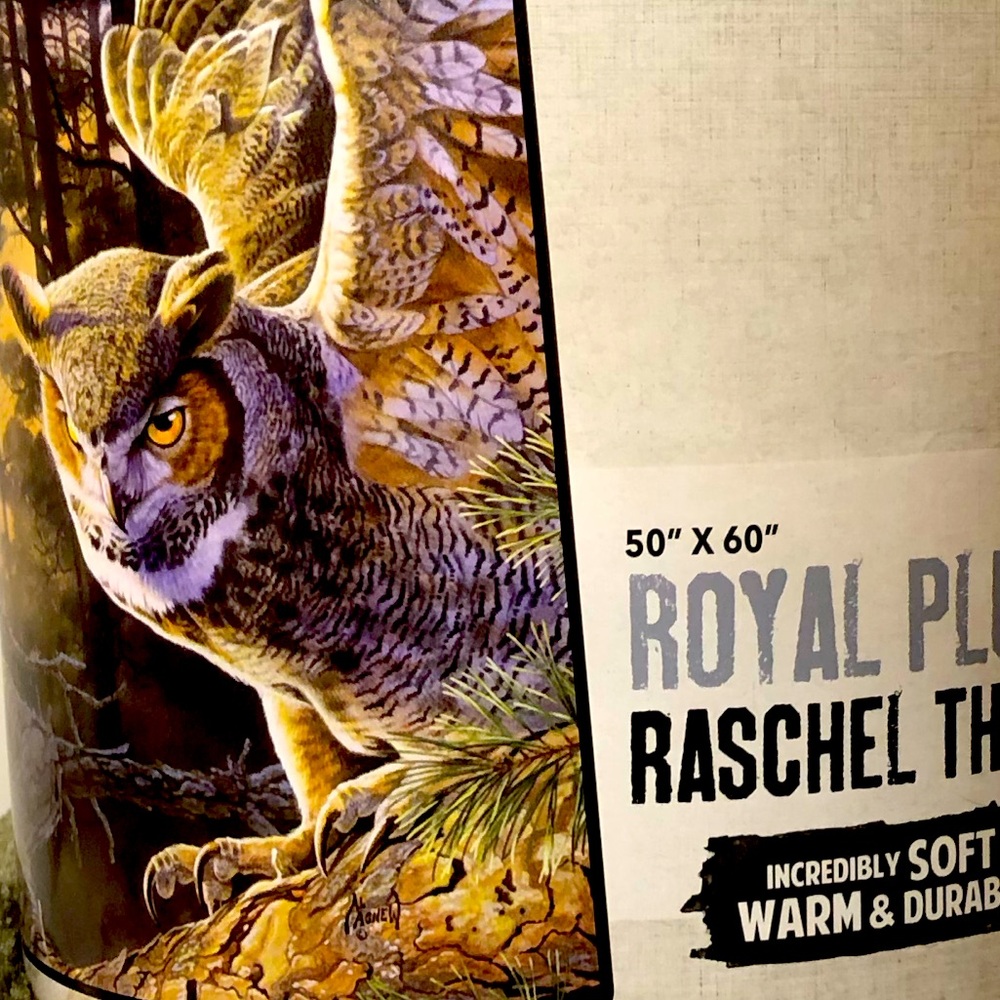 Royal plush throw blanket great horned owl design